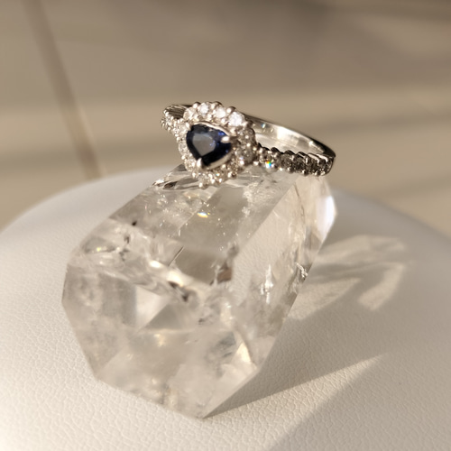 天然サファイア[U2BK]約0.5ct ダイヤ0.54ct プラチナ900リング 指輪  