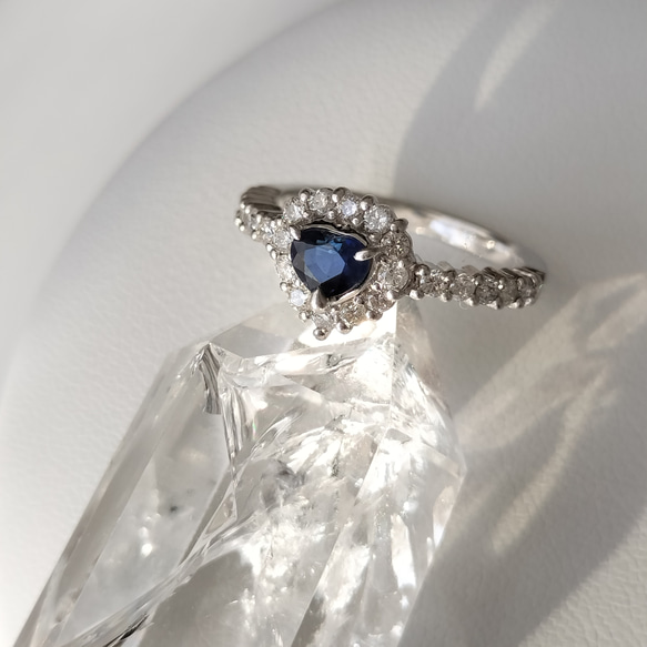 天然サファイア[U2BK]約0.5ct ダイヤ0.54ct プラチナ900リング 指輪 