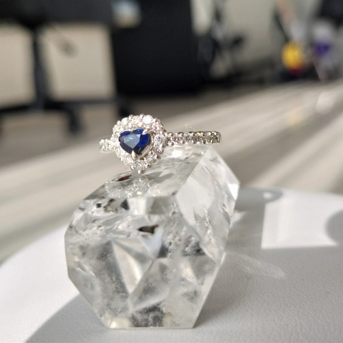 天然サファイア[U2BK]約0.5ct ダイヤ0.54ct プラチナ900リング 指輪  