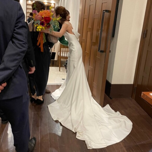 実例写真！ウェディングドレス キャミソール Vネックドレス マーメイド  