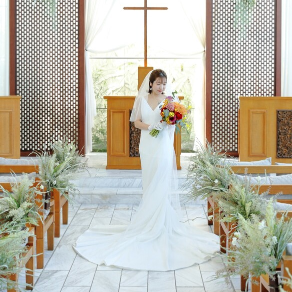 実例写真！ウェディングドレス キャミソール Vネックドレス マーメイド  