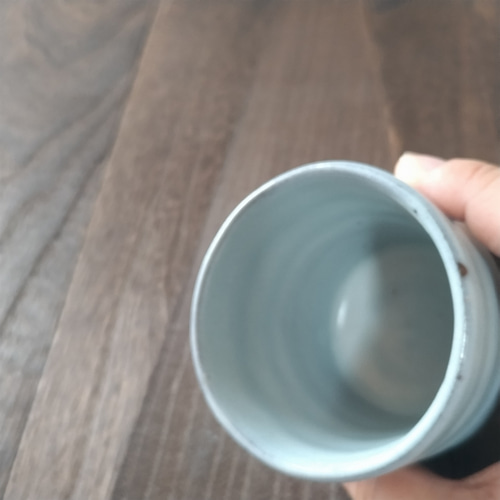 陶器の湯のみ【ペア】 藍白色 握りやすい 【記念日】 湯呑み ken