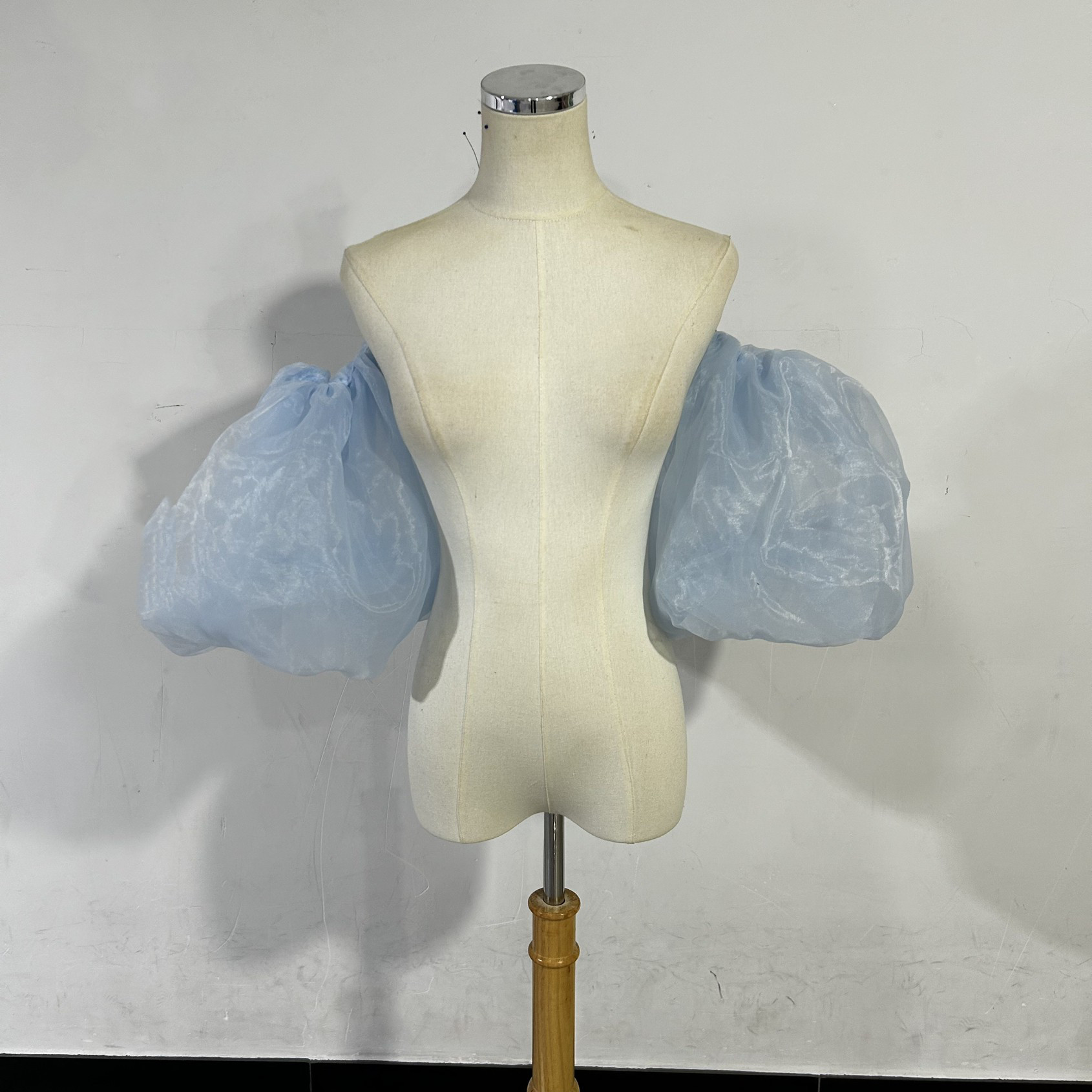 送料無料！大人気上昇  取り外し袖 ブルー ショルダーの付け袖 パフスリーブ オーダー可能