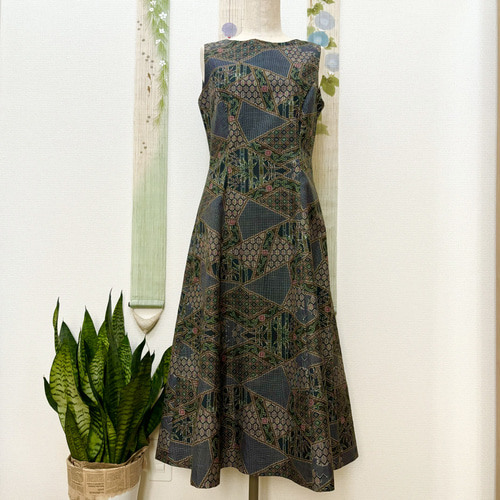 大島紬プリンセスラインワンピース 来ぬ秋 ワンピース Lotus*Musashi  