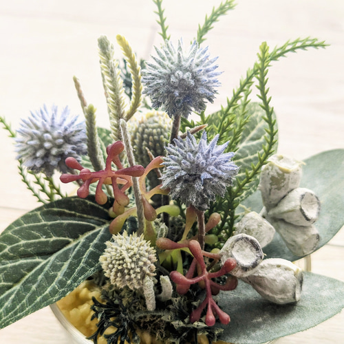 多肉植物＆グリーンアレンジメント カラーストーン YE/PK 寄せ