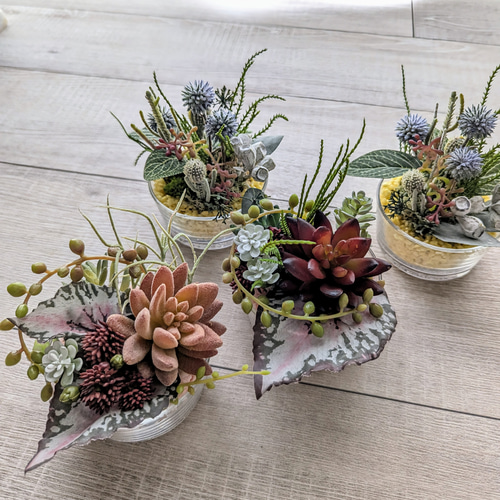 JPGOODBUY　多彩な造花アレンジメント 楽天市場】ウッドBOXアレンジ 多肉植物 グリーン アーティ