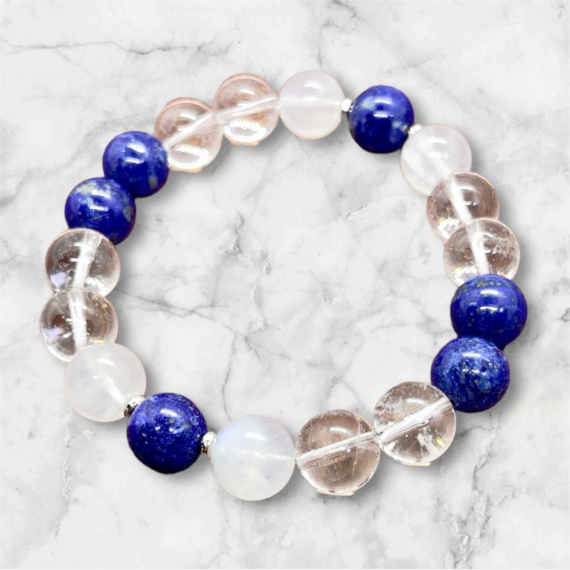 ラピスラズリ、ロイヤルブルームーンストーン天然石ブレスレット　16cm