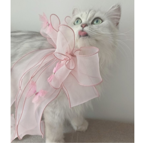 つまみ細工シングルリボン(えんじ)わんちゃん猫ちゃん用首輪 【公式通販】