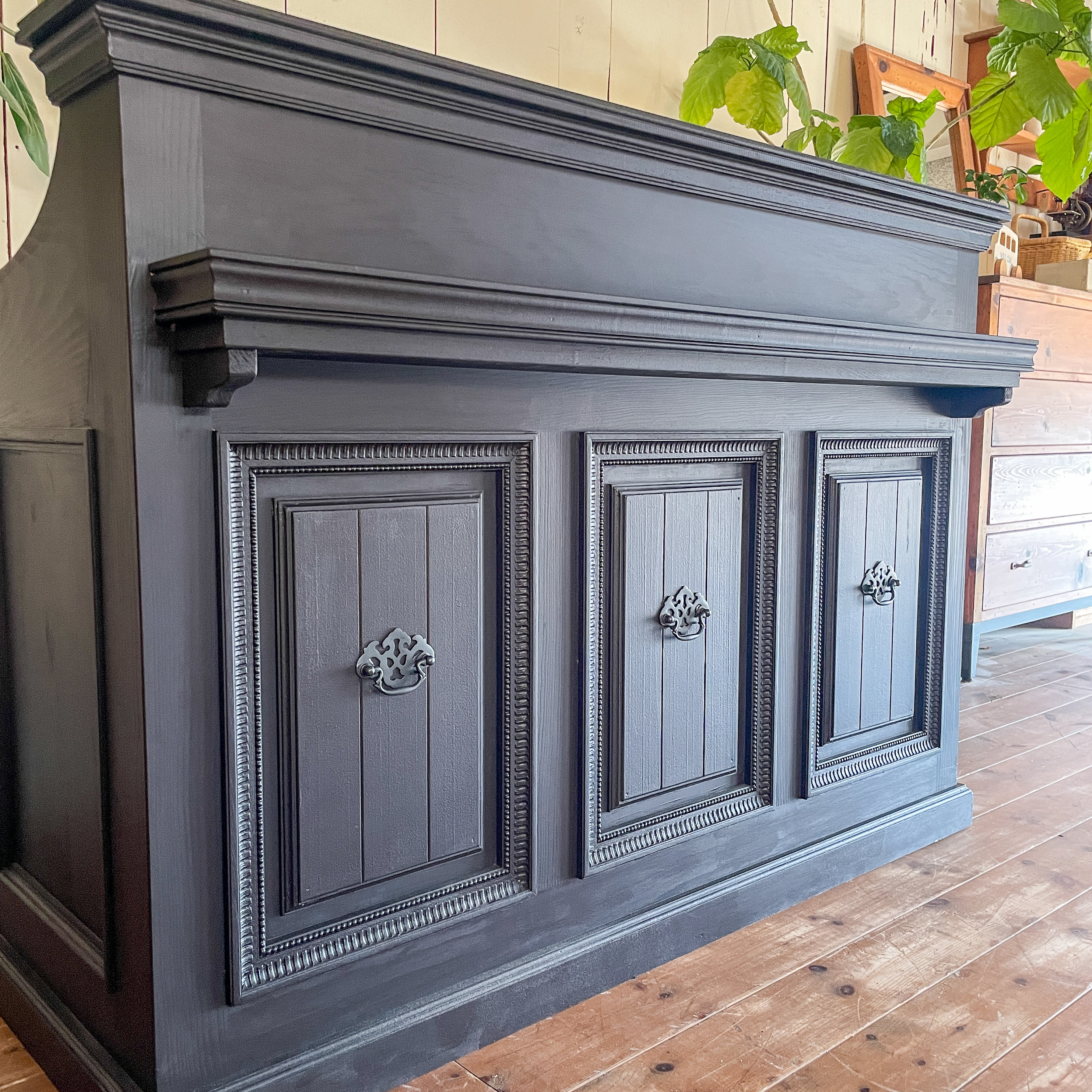 美容室アンティークカウンター（W1300ダークグレー） ネイルサロンレジカウンター オーダーメイド家具 店舗什器