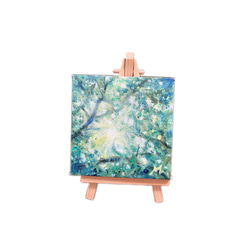 油彩画　「　月と桜　」金箔 原画　額付 油彩画 「 月と桜 」金箔 原画 額付