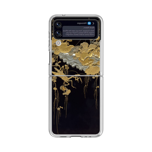 高精細画像使用】Galaxy クリアケース 花草蟷螂蒔絵 スマホケース