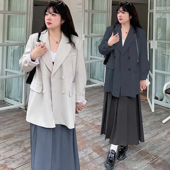 秋冬新作 XL~5XL 大きいサイズ 長袖スーツジャケット レディース 無地