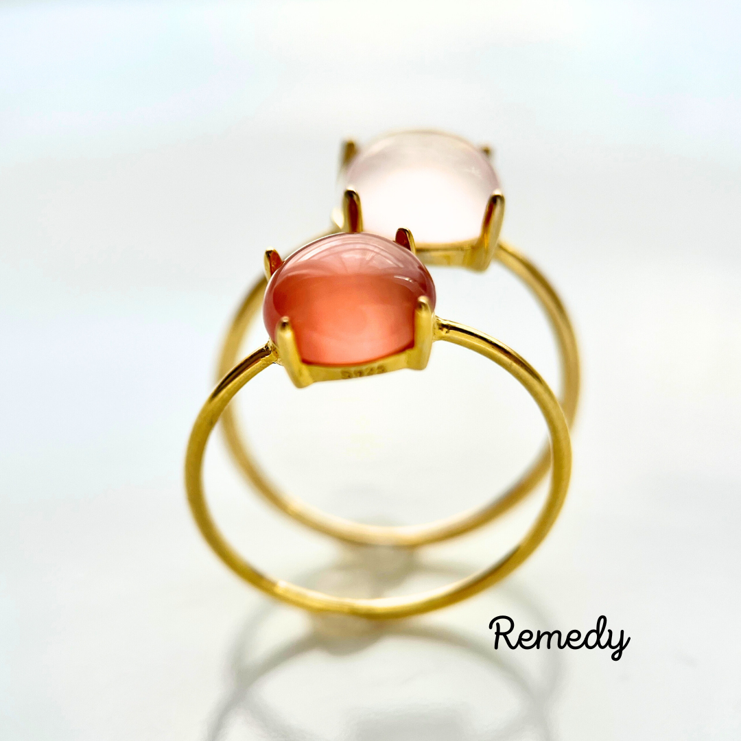 ジュレ☆彡極上発色インカローズとローズクォーツのリングセット Silver925/18KGP