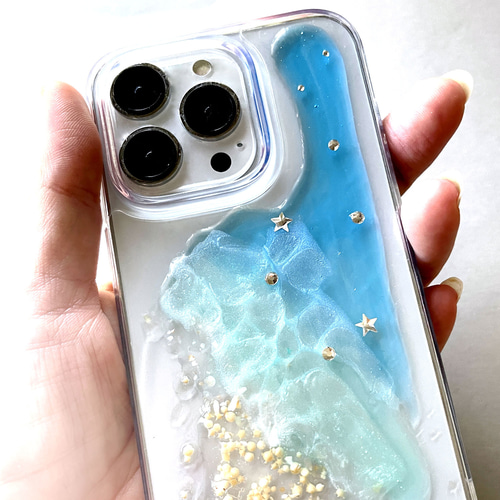 iPhone15pro iPhone14 Nearby sea スマホケース 海 クリアケース 全  