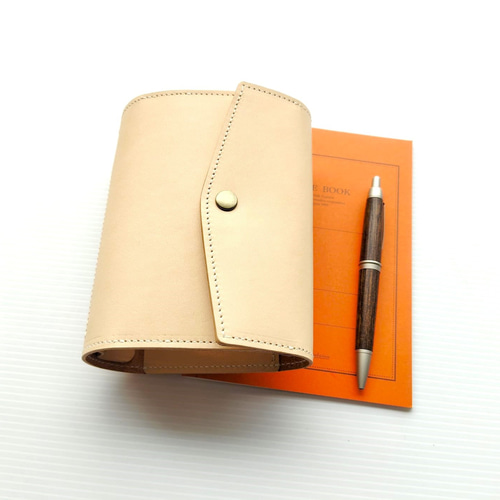 ✻ ミニ6 ✻ ヌメ革 フラップ式 ミニ6穴システム手帳 ✻ ナチュラル