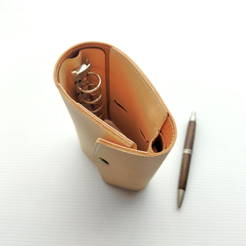 ✻ ミニ6 ✻ ヌメ革 フラップ式 ミニ6穴システム手帳 ✻ ナチュラル