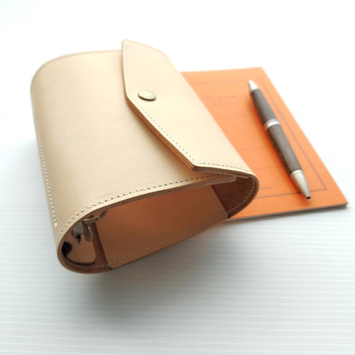 ✻ ミニ6 ✻ ヌメ革 フラップ式 ミニ6穴システム手帳 ✻ ナチュラル