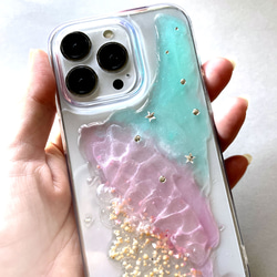iPhone15pro iPhone14 Nearby pinksea スマホケース 海 クリアケース