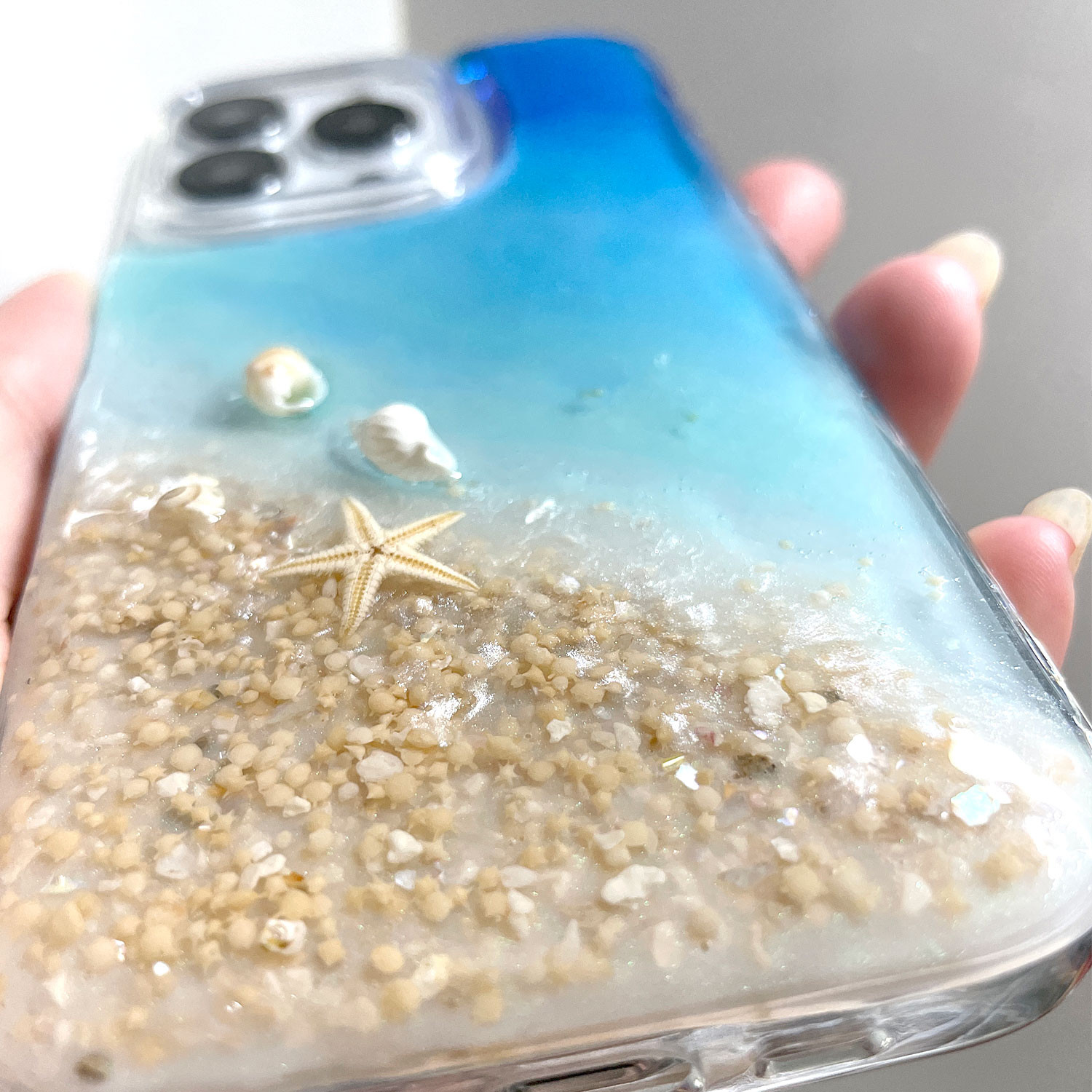 iPhone15pro iPhone14 Ocean スマホケース 海 クリアケース 全機種対応 パールカラー