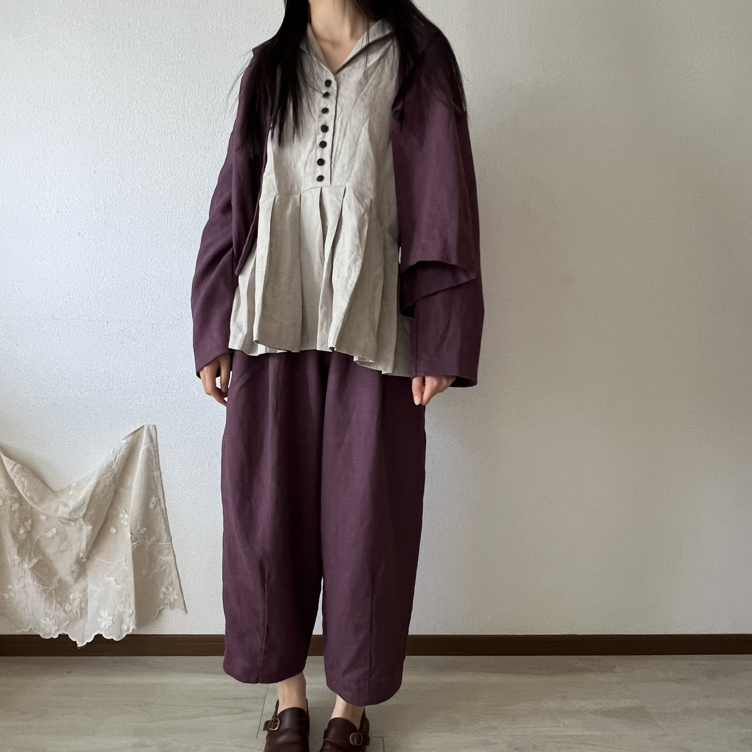 ほんのりバル ーンシルエットパンツ(モーブ)