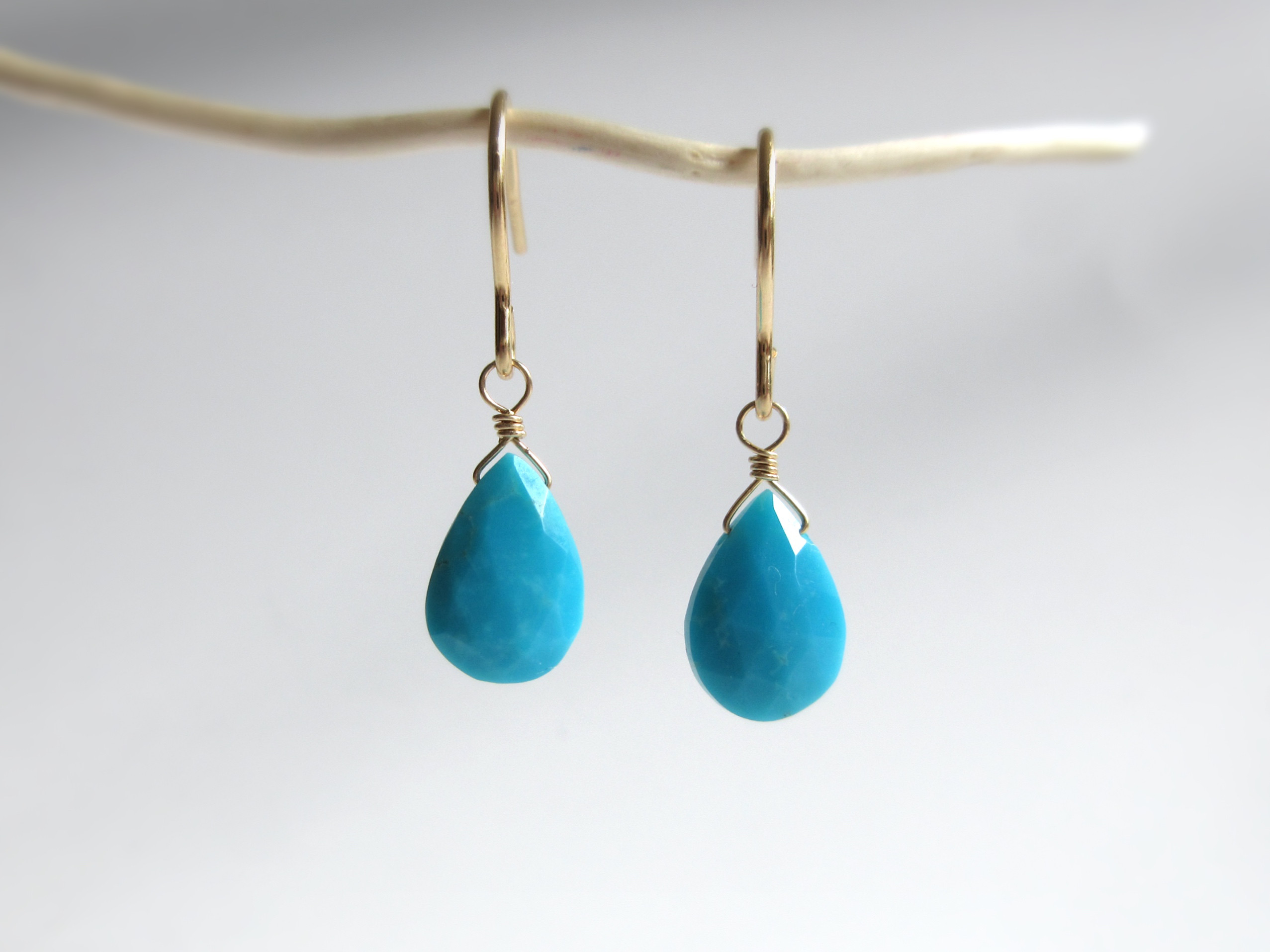 9mm発色美「スリーピングビューティーターコイズ」14kgfピアス/イヤリング【数量限定】