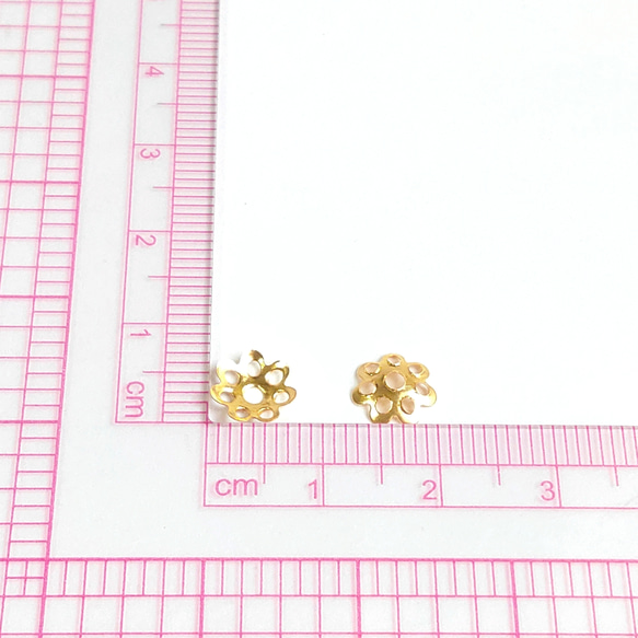 【2色300個】 8mm  ビーズキャップ  花座/座金  カツラ  お花/フラワーパーツ  ゴールド＆ホワイトシルバー 2枚目の画像
