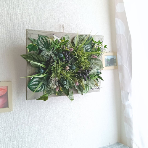 BIG】超特大の壁掛けフェイクグリーン(長方形) 造花 人工観葉植物 壁面