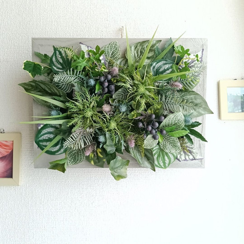 BIG】超特大の壁掛けフェイクグリーン(長方形) 造花 人工観葉植物 壁面