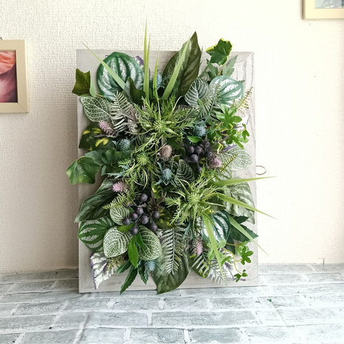 BIG】超特大の壁掛けフェイクグリーン(長方形) 造花 人工観葉植物 壁面