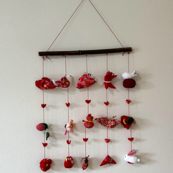 壁掛け吊るし雛⑨ かわいい吊るし飾り 1点物 桃の節句 ひな祭り