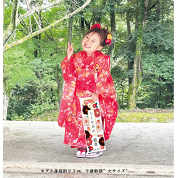 和モダンな紅白花柄紋様の千歳飴袋"大サイズ"名入れ無料 8枚目の画像