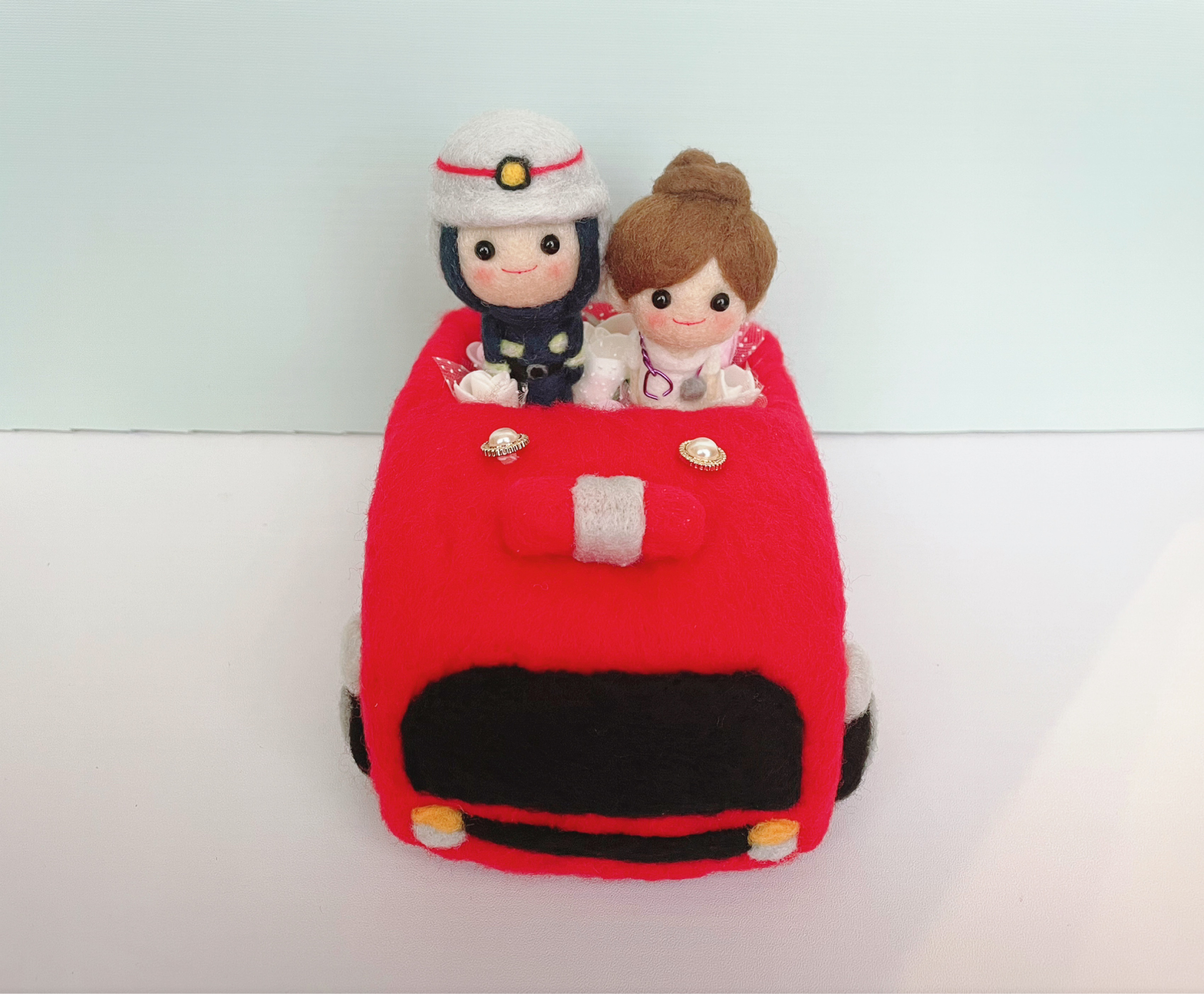 【受注製作】消防車に乗ったリングピロー