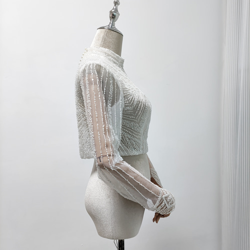 送料無料！豪華！ボレロ ロングスリーブ 韓国風ドレス ハイネック  