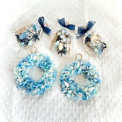 ミニリースとスワッグのフラワーガーランド☆ピンク系紫陽花★ 1枚目の画像