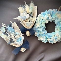 ミニリースとスワッグのフラワーガーランド☆ピンク系紫陽花★ 3枚目の画像