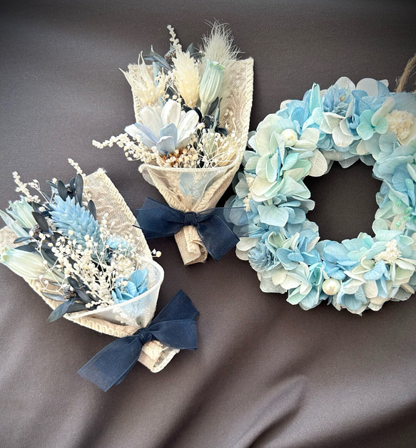 ミニリースとスワッグのフラワーガーランド☆ピンク系紫陽花★ 3枚目の画像