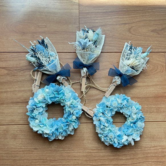 ミニリースとスワッグのフラワーガーランド☆ピンク系紫陽花★ 7枚目の画像