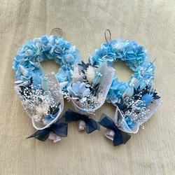 ミニリースとスワッグのフラワーガーランド☆ピンク系紫陽花★ 4枚目の画像