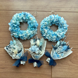 ミニリースとスワッグのフラワーガーランド☆ピンク系紫陽花★ 5枚目の画像