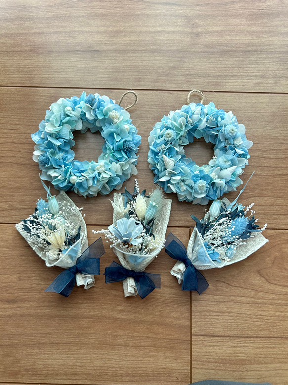 ミニリースとスワッグのフラワーガーランド☆ピンク系紫陽花★ 5枚目の画像