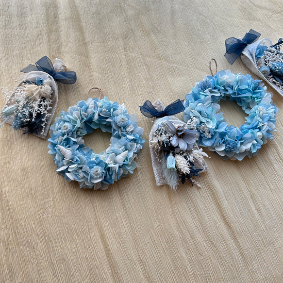 ミニリースとスワッグのフラワーガーランド☆ピンク系紫陽花★ 6枚目の画像