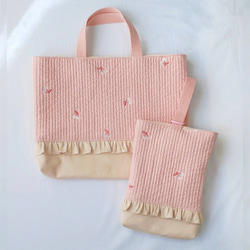 再販】ピンクチェリーヌビレッスンバッグ&上履き入れ #イブル#入園入学