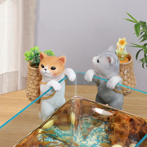 水槽オブジェ 猫 水槽の装飾品 水槽の置物水槽の造園フローティング