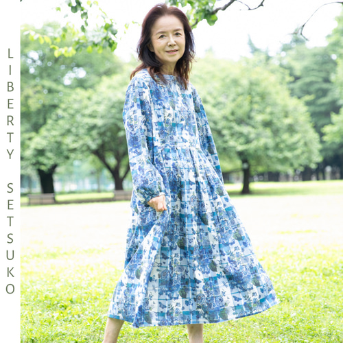 リバティ長袖ワンピース＜30チャイルドフッド・コラージュ