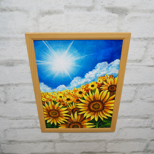 油絵 油彩 油彩画 絵 絵画 【真夏のひまわり】 絵画 HR 通販