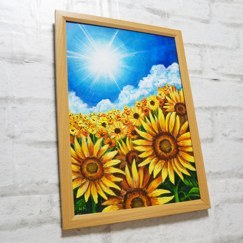 油絵 油彩 油彩画 絵 絵画【ひまわり広場】 油絵 油彩 油彩画 絵 絵画 【海のひまわり畑】【B4】 - メルカリ