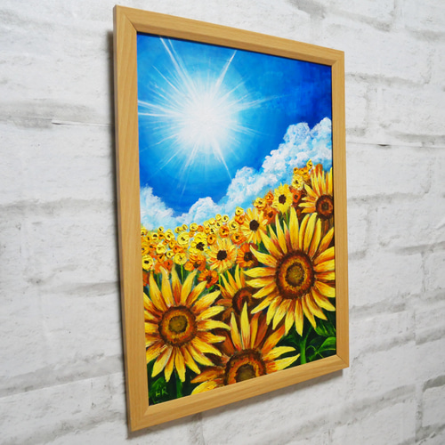 油絵 油彩 油彩画 絵 絵画 【真夏のひまわり】 絵画 HR 通販
