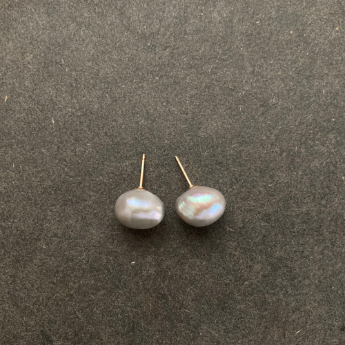 4点381特大グレーバロックパールスタッドピアス★20mmサージカルステンレス 14kgf シルバー バロックパール スタッド ピアス（スタッド・一