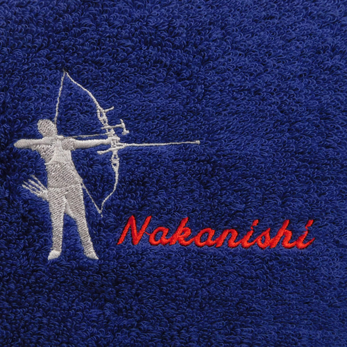 アーチェリーとお名前刺繍入り今治フェイスタオル ハンカチ・手ぬぐい