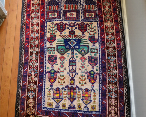 127x79cm トライバルラグ ヴィンテージラグ 手織り絨毯 カーペット